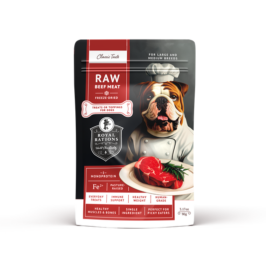 Raw Beef Meat Freeze-Dried Dog Treats—for Medium & Large Breeds